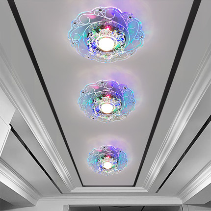 led水晶过道灯走廊灯筒灯孔灯嵌入式天花射灯阳台玄关入户创意灯