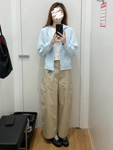女装！廓形工装裤弯刀镰刀裤棉质休闲裤长裤2026春夏新款487393