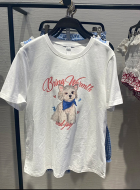 T恤女2025夏季新款女装趣味萌宠字母印花短袖T恤L450120