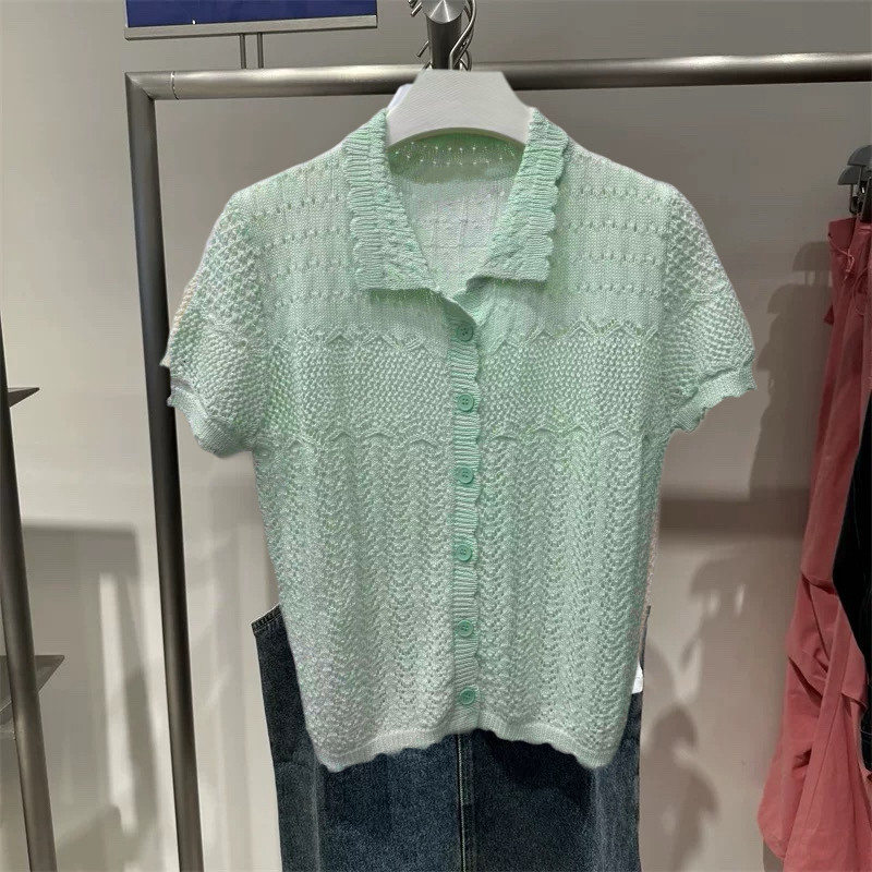 2026夏季新款女装休闲粉彩花纹夹克领针织开衫960056