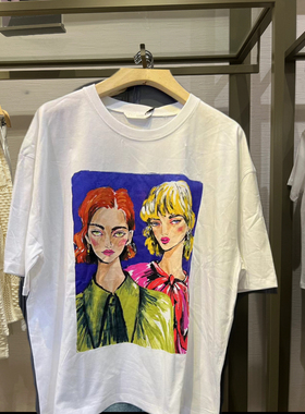 ZA2025夏季新品 女装 女孩印花棉质圆领短袖 T 恤 5644188