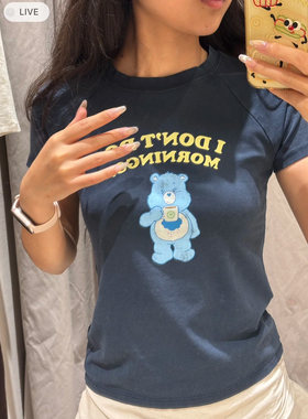 2025秋季新品 女装 时尚卡通图案修身短款印花 T 恤 6050002