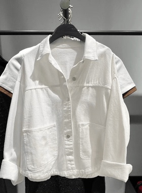 外套女牛仔2024新款欧美宽松口袋女装Z1975牛仔夹上衣0108034 250