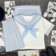青月社水蓝白三本日系原创小清新水手服JK制服学院风水蓝短裙套装