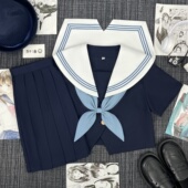 青月社水冰月绀色一粒扣水手服百褶裙套装 原创日系学院风JK制服女