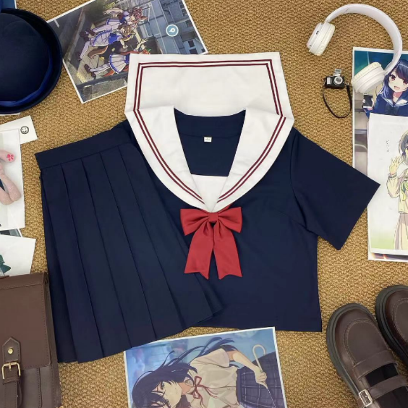 青月社基础款白领赤二本水手服