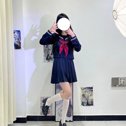 青月社基础款绀二本藏青色水手服