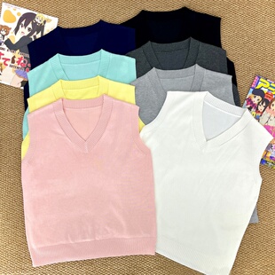 青月社纯色JK针织背心 V领套头毛衣秋冬叠穿内搭 日系学院风基础款