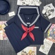 青月社改良绀三本正统日系满襟水手服JK制服学院风原创中间服套装