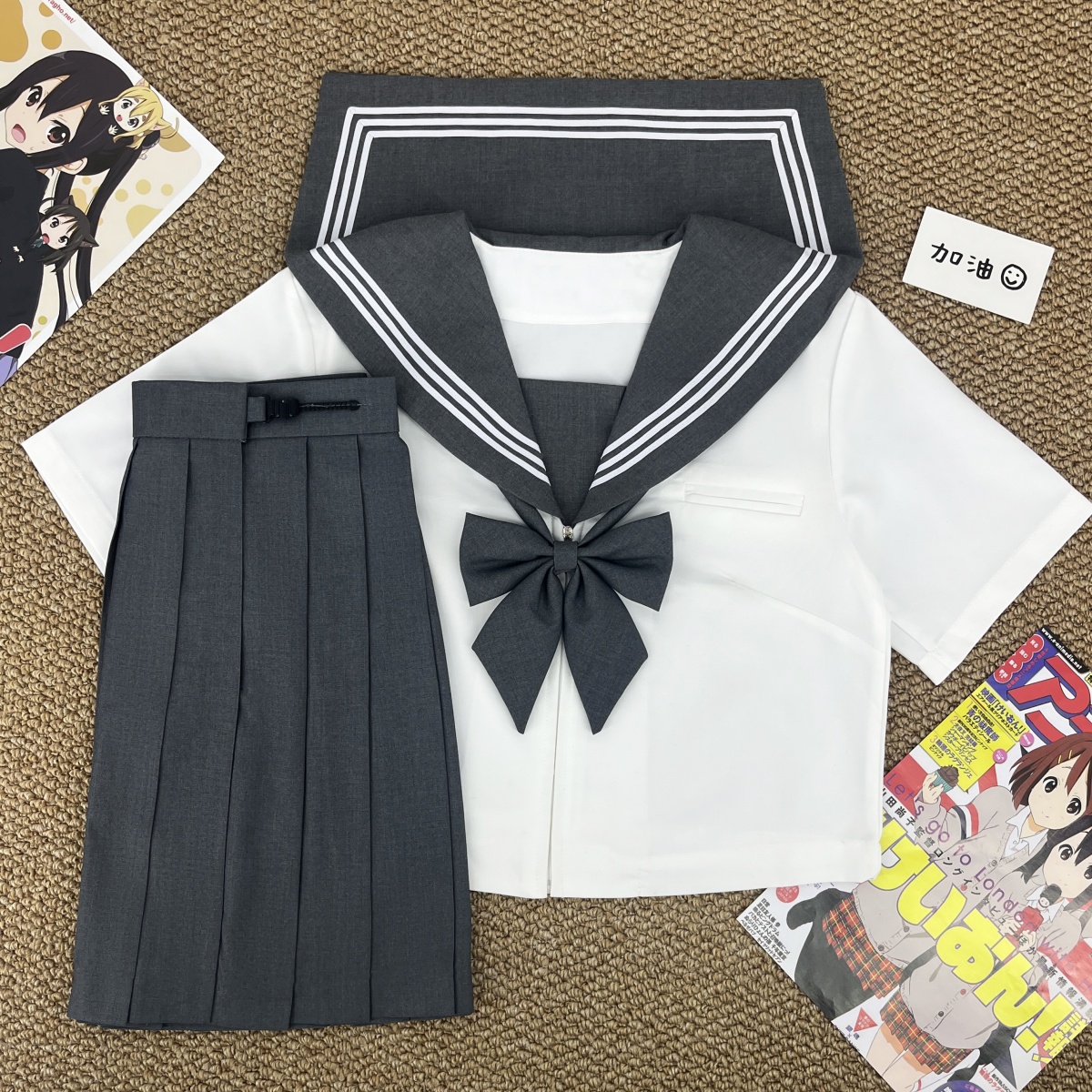 青月社原创基础款灰三本全拉链水手服日系JK制服学院风班服毕业服
