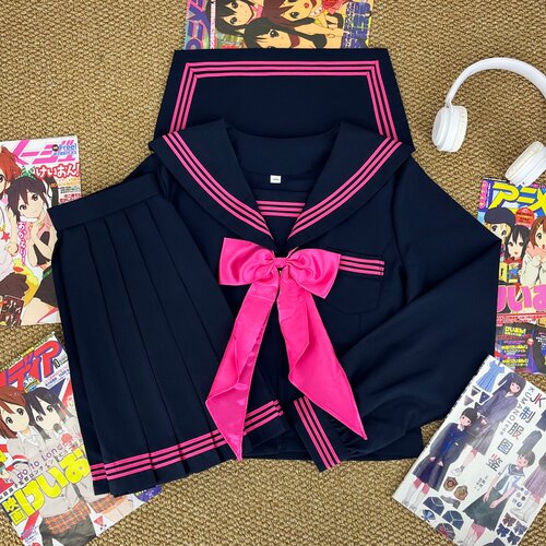 樱奈家原创绀领玫三本水手服套装