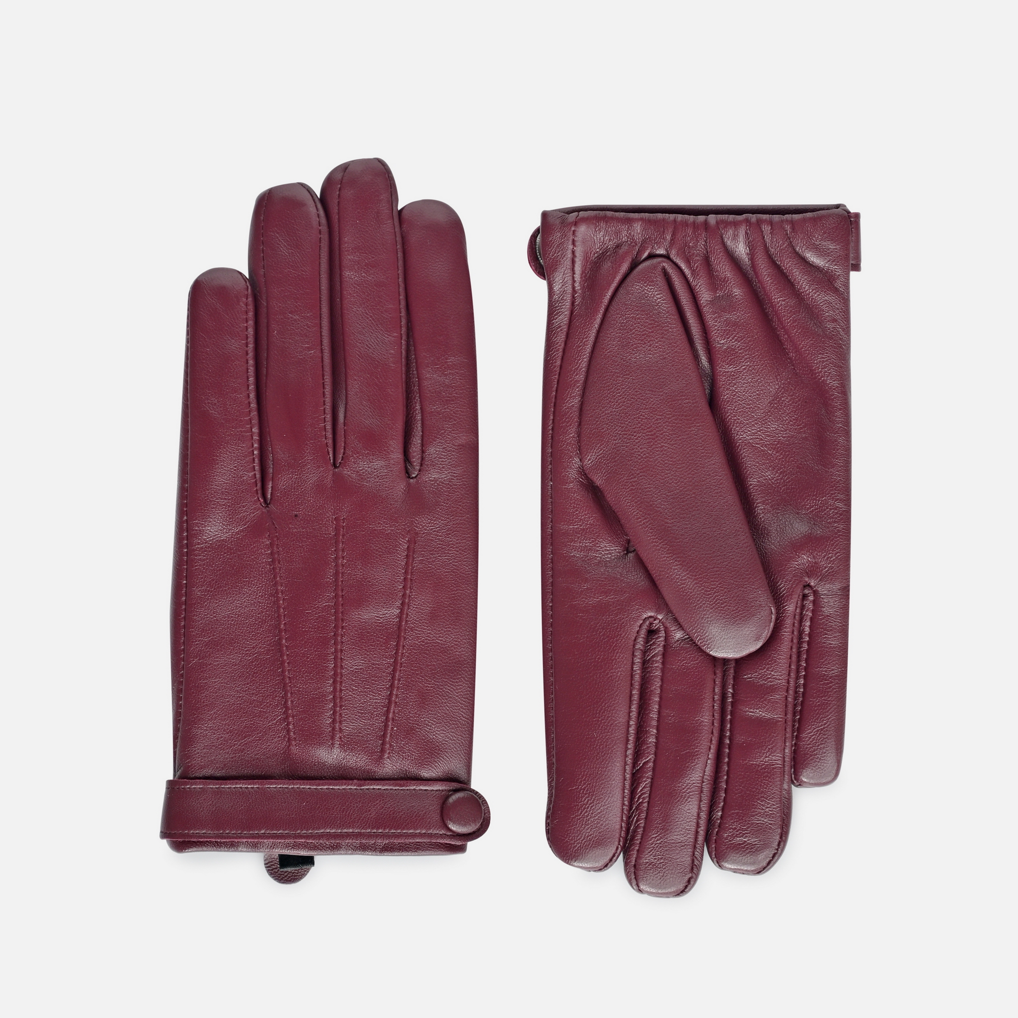 真皮手套羊皮女士短款薄款酒红柔软质感开车修长五指春秋冬季保暖