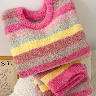 珊瑚绒睡衣女冬季长袖2025年新款法兰绒加厚加绒春秋天家居服套装