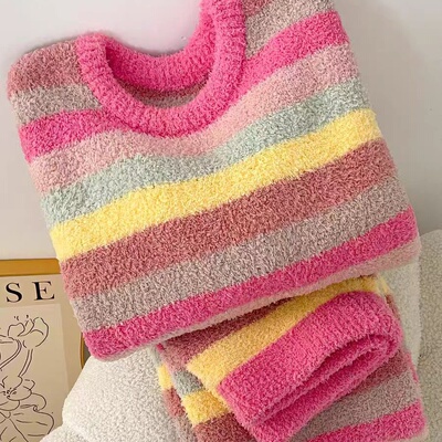 珊瑚绒睡衣女冬季长袖2025年新款法兰绒加厚加绒春秋天家居服套装