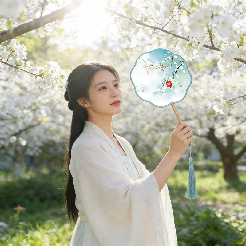 古风儿童汉服扇舞夏日宫廷圆扇