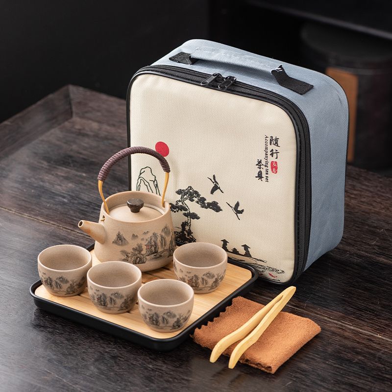 旅行茶具套装粗陶西施壶