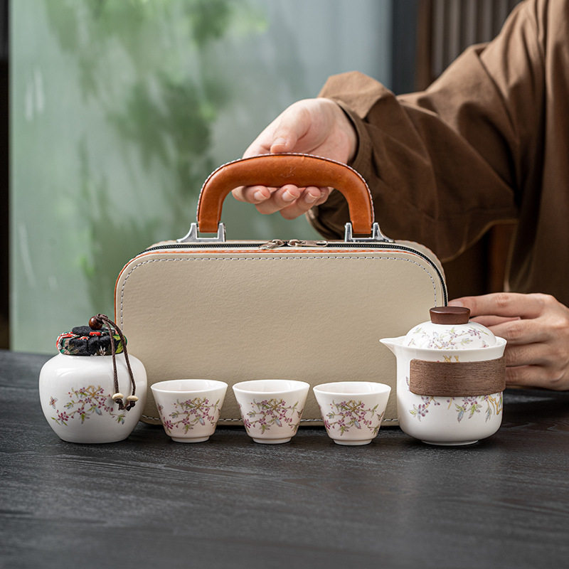 白瓷旅行茶具快客杯套装