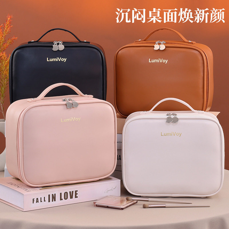 轻奢高级感多层分区化妆包旅行便携化妆品收纳包可套拉杆箱化妆箱