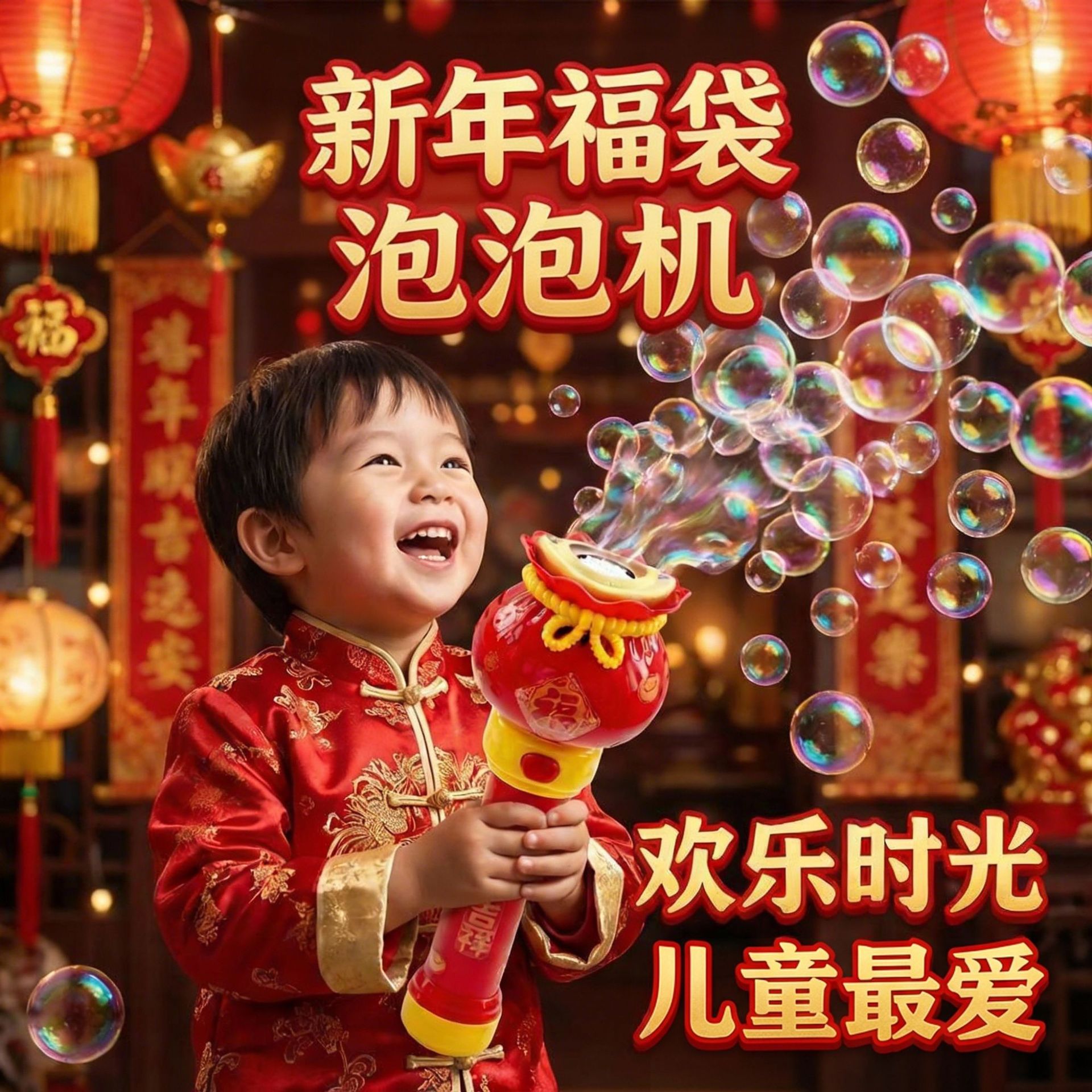 儿童全自动泡泡机新年玩具