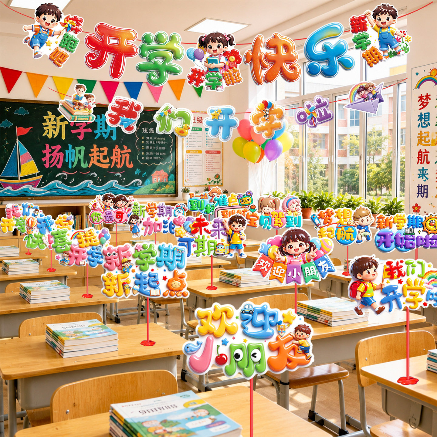 开学季教室桌摆装饰套装