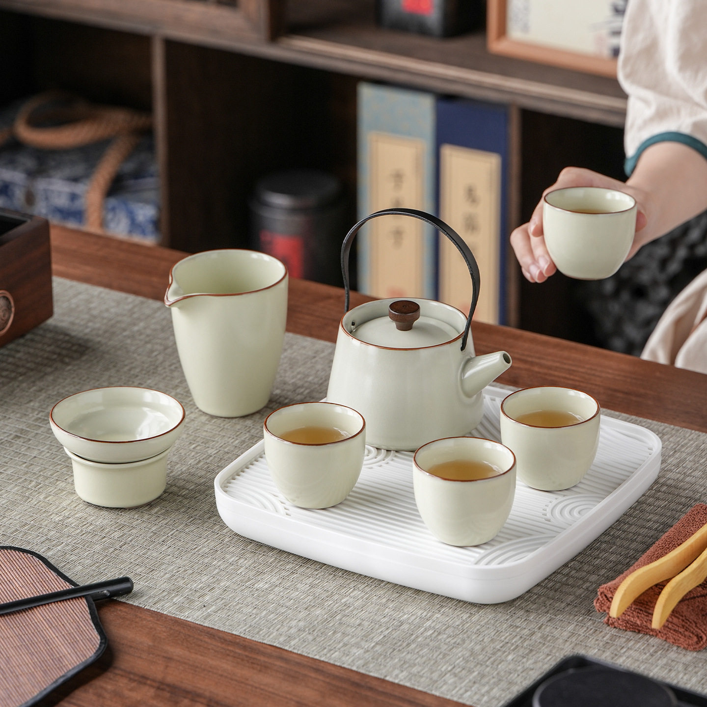 新款汝窑便携功夫茶具