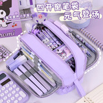 简约新品四开窗笔袋高颜值多层分类收纳小学生大容量文具盒开学季