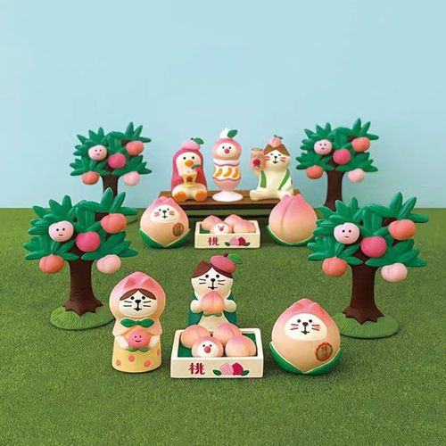 日式猫水蜜桃装饰桌面摆件