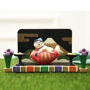 ZAKAK杂货鲤鱼猫富士山屏风摆拍道具拍摄桌面摆件