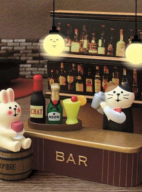 ZAKKA酒吧日式猫INS调酒师兔子装饰微缩小摆件桌面拍照道具