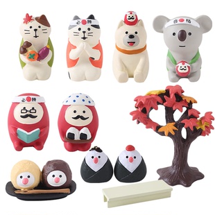 ZAKKA 赏枫叶 达摩茶屋三毛猫浣熊树脂工艺品摆件拍摄道具