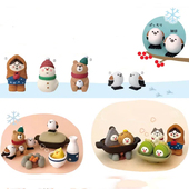 猫 文鸟 雪之子 日式 雪国雪人小山雀 圣诞树 摆件装 饰桌面