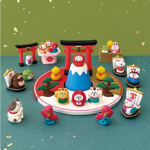 日式猫 招财豆福招福开运大集合新年祈福迷你摆件