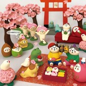 日式 猫咪 可爱赏花ZAKKA樱花抹茶INS潮玩公仔DIY树脂工艺品小摆件