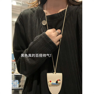 2026春季新款黑色冰丝针织长袖t恤男宽松慵懒风薄款罩衫薄纱上衣