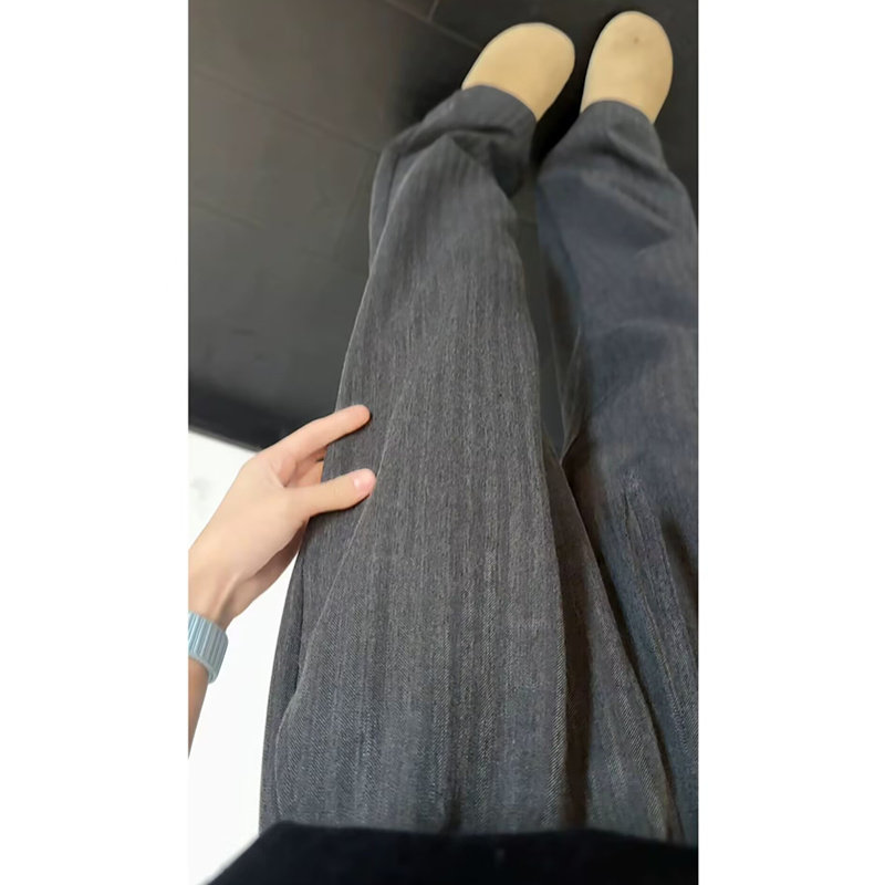 老钱风竖条纹裤子男夏季薄款cleanfit松紧腰直筒裤垂感显瘦休闲裤