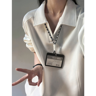 美式正肩长袖polo衫女早秋薄款卫衣cleanfit高级感翻领内搭打底衫