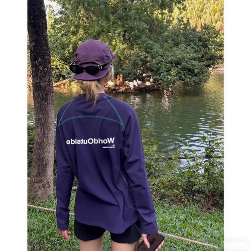 葡萄紫色速干长袖t恤男女夏季薄款冰丝防晒衣山系户外运动骑行服