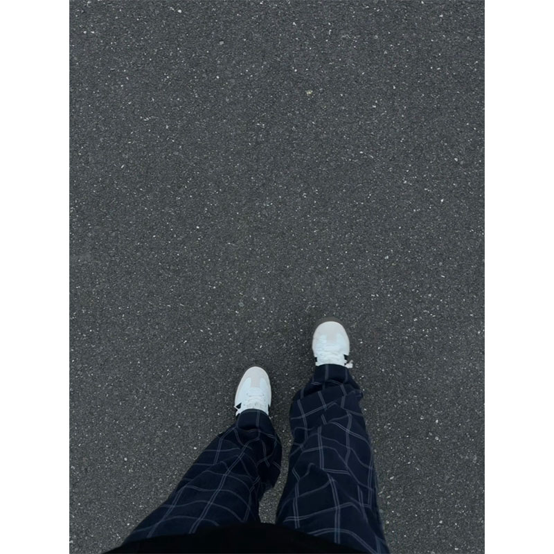 黑色美式复古弯刀格子裤男女夏季薄款显瘦微喇裤子宽松直筒休闲裤