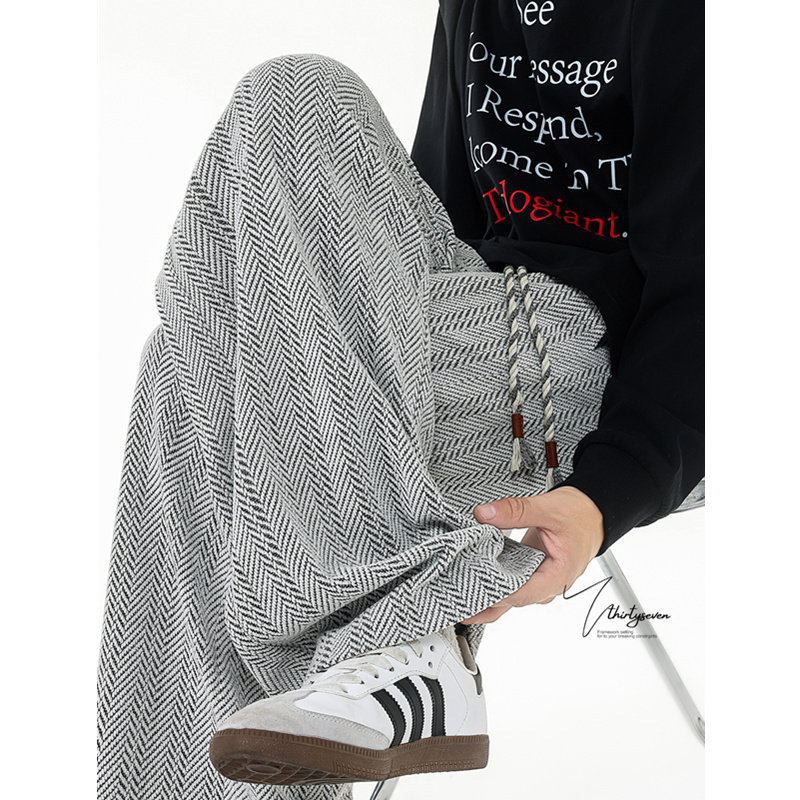 美式星空纹卫裤男女秋季cleanfit慵懒风垂感阔腿裤修身显瘦微喇裤