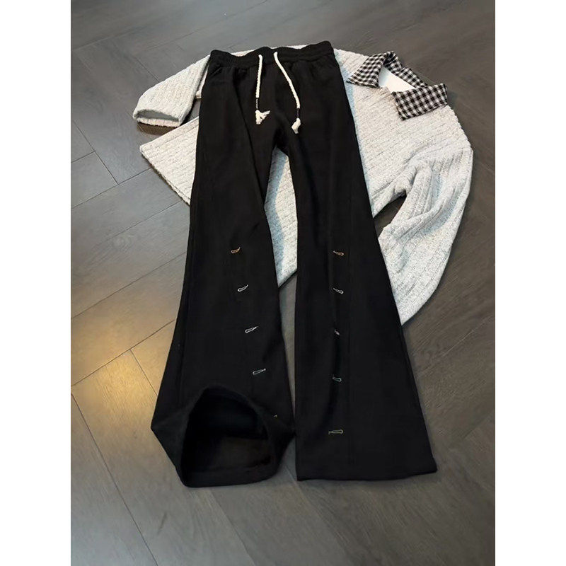 彩色刺绣慵懒风裤子男款春季设计感运动百搭卫裤高级感显瘦休闲裤