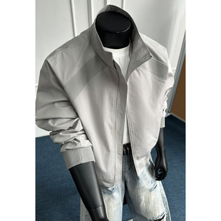 cleanfit灰色短款工装外套男美式三防立领棒球服bomber飞行员夹克