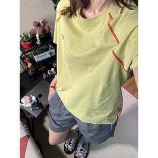 黄绿色防嗮速干短袖男女夏季吸汗透气运动骑行服半袖户外凉感t恤