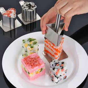 304不锈钢饭团模具 经典款带压杆米汉堡压饼寿司饭团蛋糕便当模具