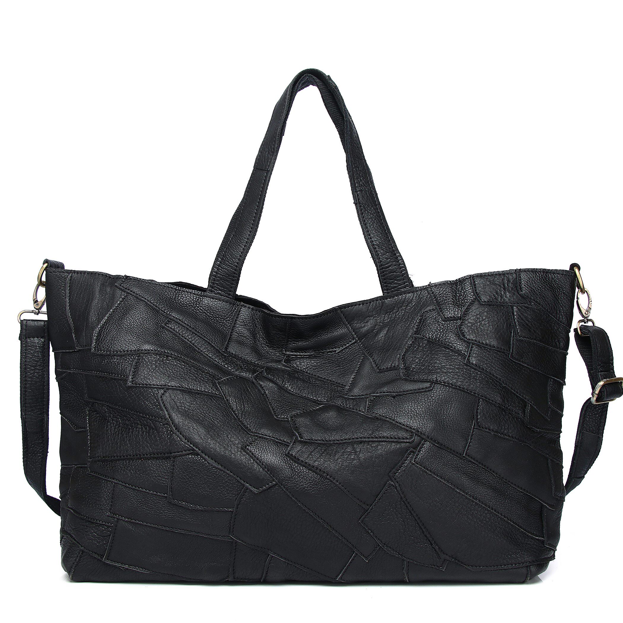 新款时尚真皮质感牛皮单肩女包休闲百搭大容量托特包斜挎饺子大包