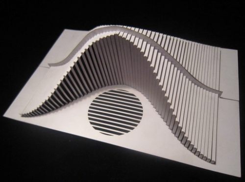 大学线立体构成纸雕模型抽象建筑素材造型纸艺手工折纸作业源文件