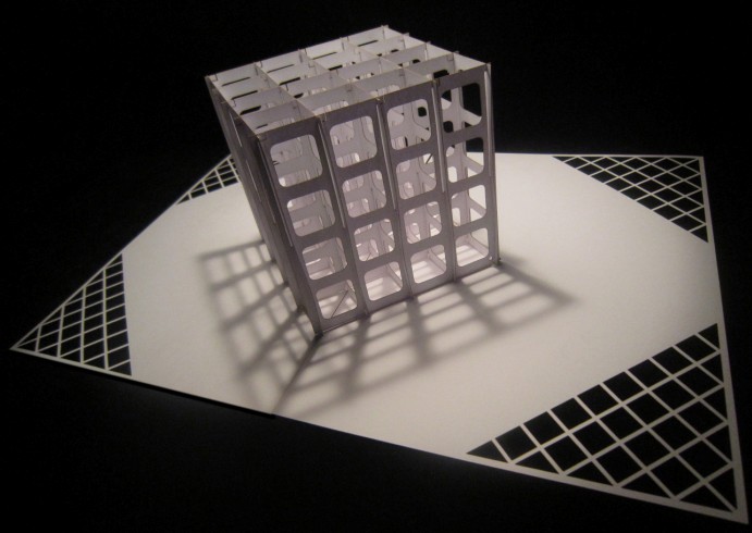 大学艺术创意正方体线型立体空间构成手工折纸毕业设计作业源文件