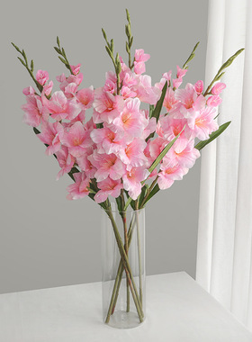 婚礼堂地排插花仿真假花大剑兰 新中式家居摆件仿真长支绢花花束