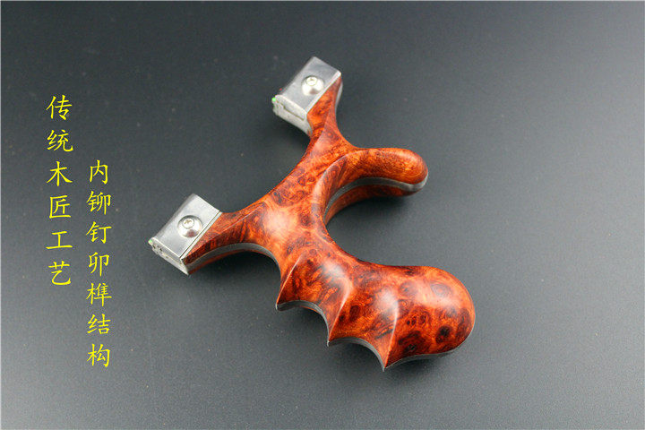 花梨榴花贴片钛合金歪把子光纤瞄扁皮筋精准弹弓鸡米花水波纹弹弓