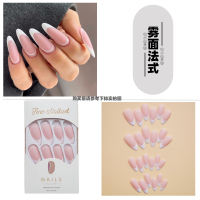 Rose pink star-pointed French pointed-toe wearable nail FakeNail finished product, European and American style hot girl export fake nail patch thumbnail 6
