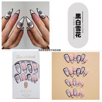 Rose pink star-pointed French pointed-toe wearable nail FakeNail finished product, European and American style hot girl export fake nail patch thumbnail 5